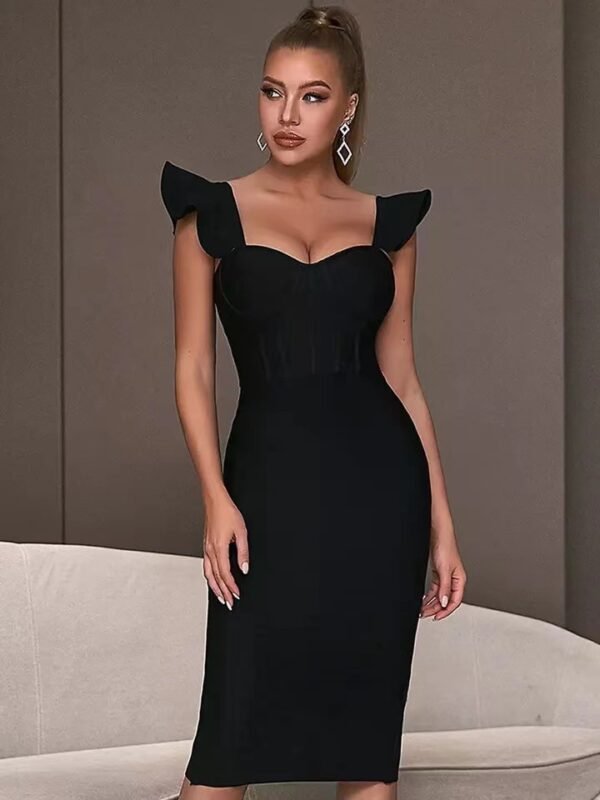 Women's Elegant Solid Color Hip-hugging Dress by Fashion Aaj Kal - Image 5