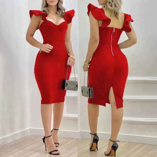 Women's Elegant Solid Color Hip-hugging Dress by Fashion Aaj Kal - Image 3