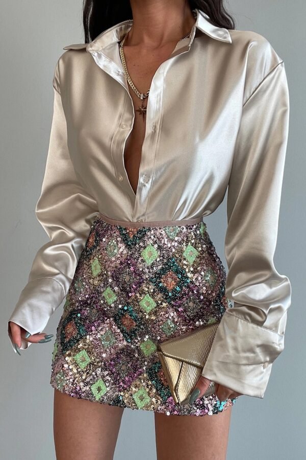 Single-breasted Long Sleeve Lapel Shirt Sexy Women Clothing - Image 6