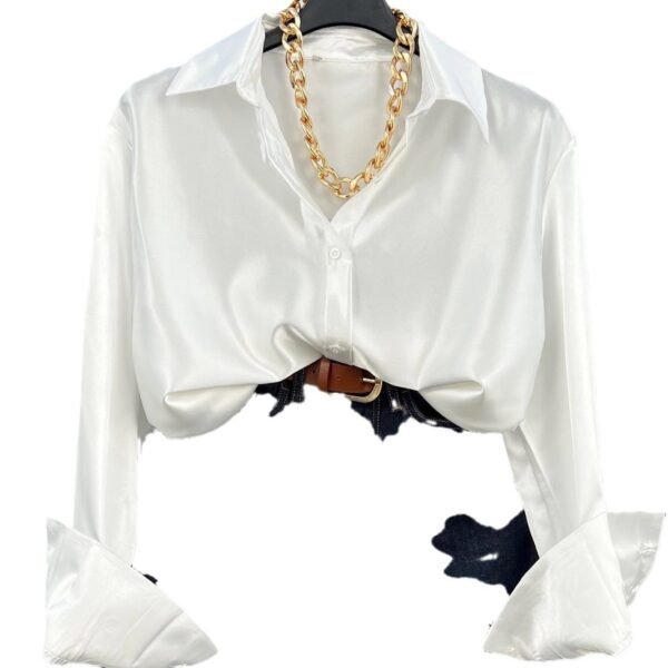 Single-breasted Long Sleeve Lapel Shirt Sexy Women Clothing - Image 8