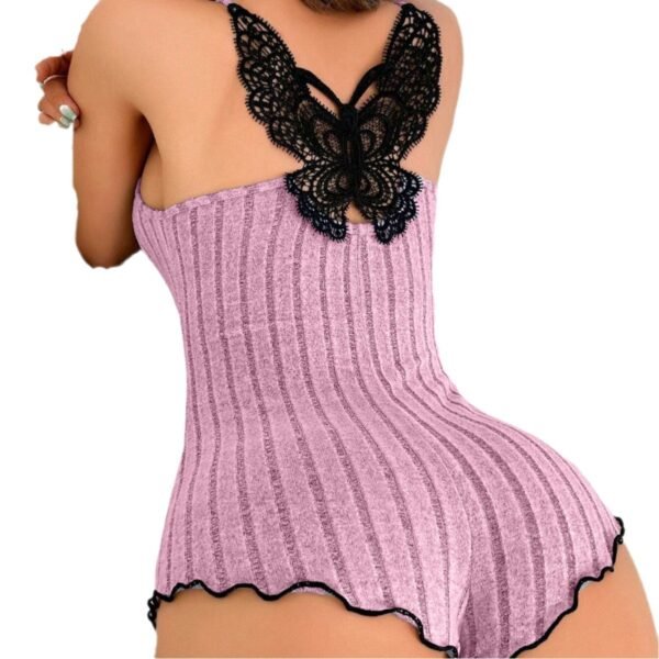 Women's Fashion Butterfly Back Pajamas Lace Strap One-piece Pajamas Lingerie - Image 4