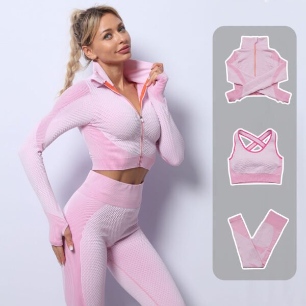 Three-piece Stretch Fitness Pants Sports Yoga Suit - Image 6