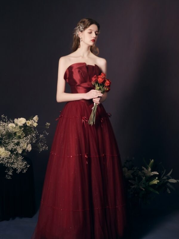 Red Long Dress Heavy-duty Tube Top For Women - Image 8