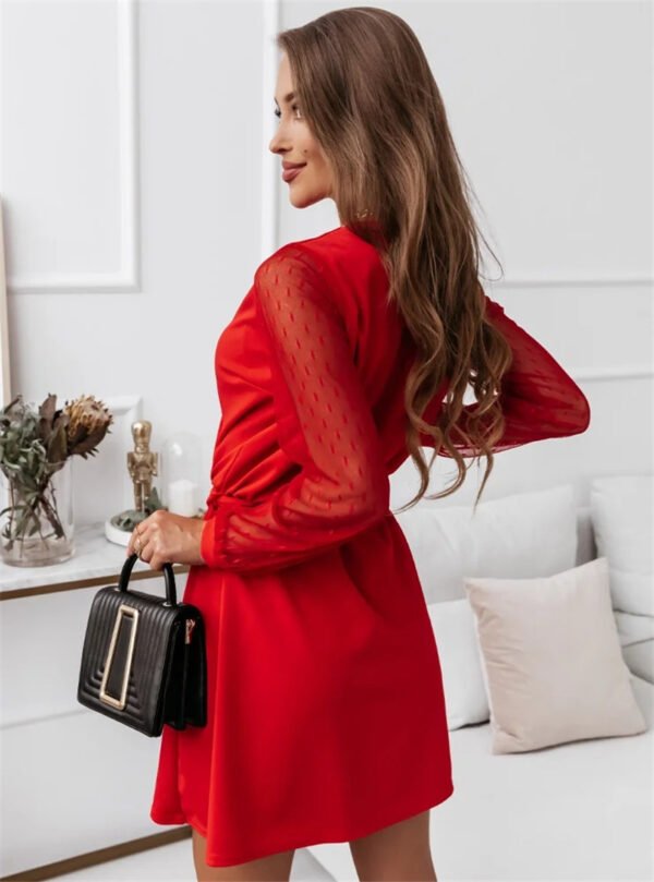 Autumn And Winter New Women's Solid Color Lace Elegant Dress - Image 3
