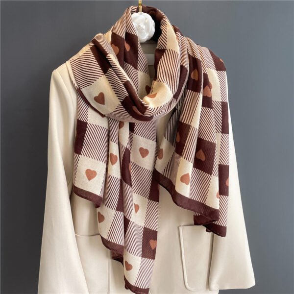 Chessboard Plaid Scarf Cotton And Linen High-grade Shawl - Image 6
