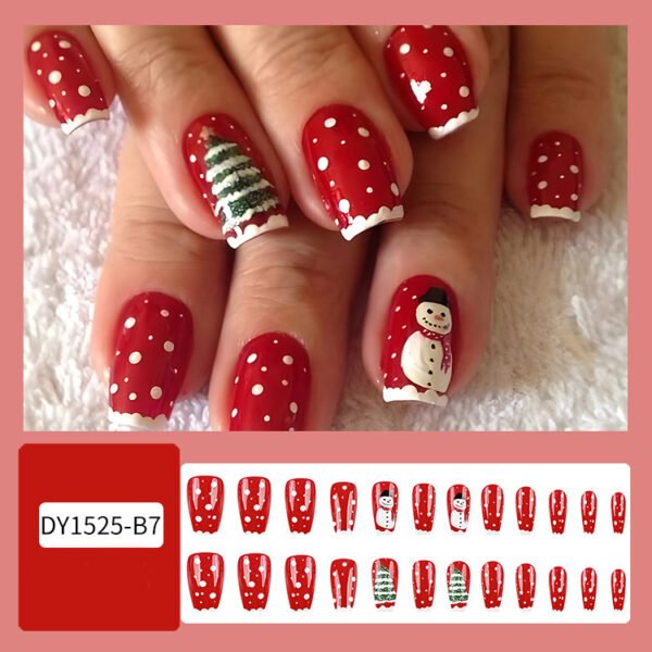 24pcs Christmas False Nails Hat Striped Snowflake Nail Art Stickers For Parties Dances Or Holiday Wear - Image 9