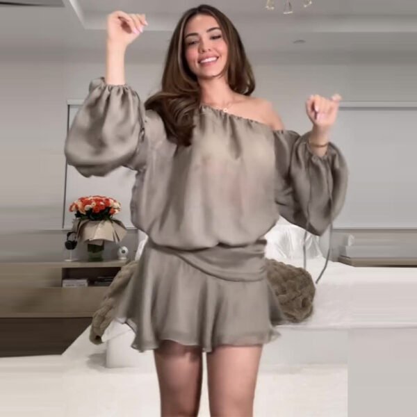 Women's Off-shoulder Top Slim Fit Skirt Two-piece Suit - Image 6