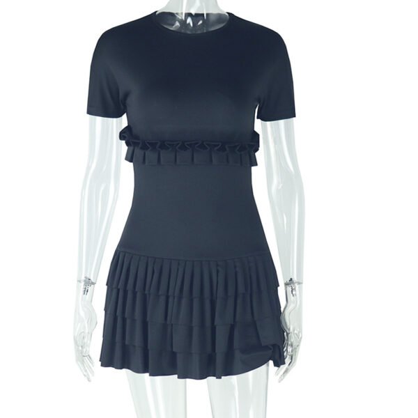 Women's Fashion Solid Color Tight Pleated Short Dress - Image 3
