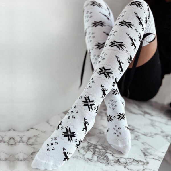 Christmas Multicolor Rope Bow Thigh High Socks - Image 4
