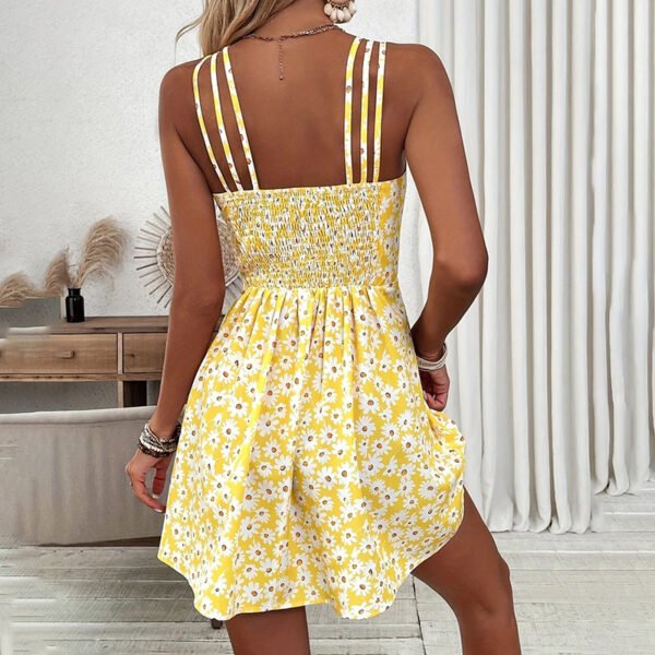 Women's Floral Print Cami Dress Spaghetti Strap A Line Flowy Summer Mini Sundress - Image 3