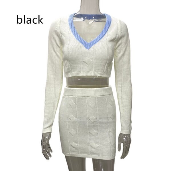Fashionable Knitted Midriff-baring Sweater Women's High Waist Suit - Image 5