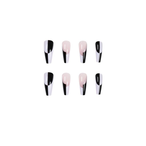 Simple Black And White Color Matching Long Nails Removable Nail Tip - Image 5