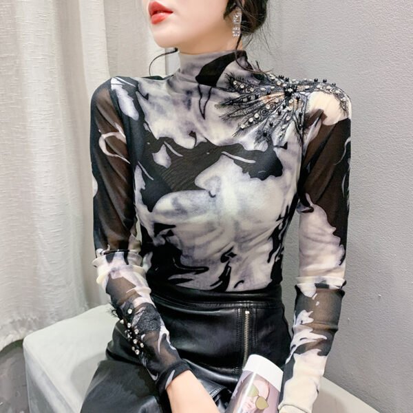 Tie-dyed Ink Painting Long-sleeved Bottoming Shirt - Image 2