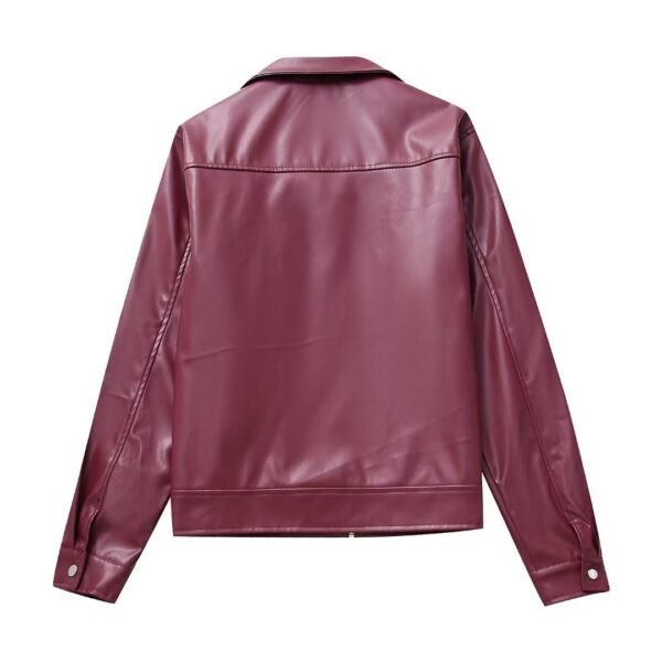 Cool And Wild Lapel Leather Biker's Leather Jacket - Image 7