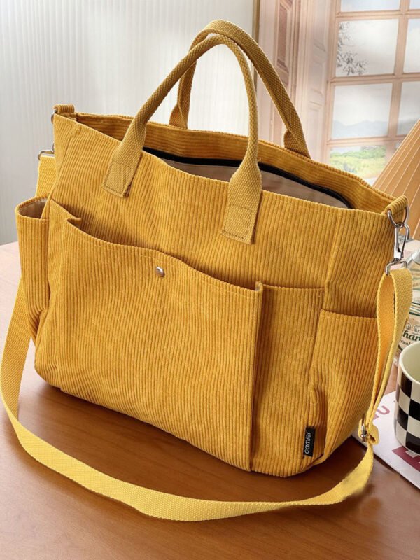 Thick Corduroy Shoulder Bags Simple All-match Commute Totes Student Leisure Artistic Portable Messenger Bag - Image 3