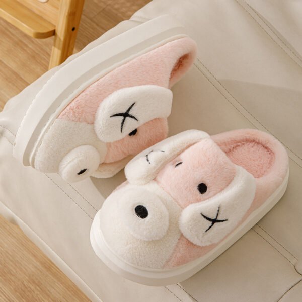 Cute Cartoon Dog Plush Slippers Winter Warm Non-slip Floor Home Slipper Couple Indoor Thick Bottom House Shoes - Image 6