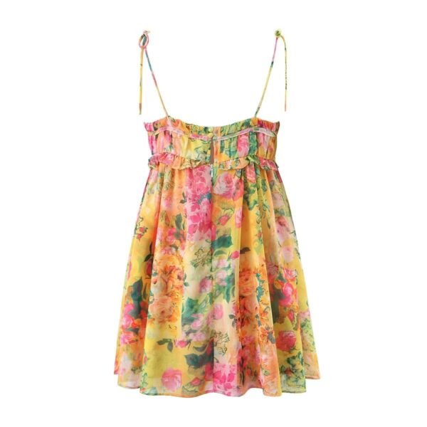 Y2K Flowers Print Suspender Dress Summer Fashion Ruffled Holiday Beach Short Dresses Womens Clothing - Image 7