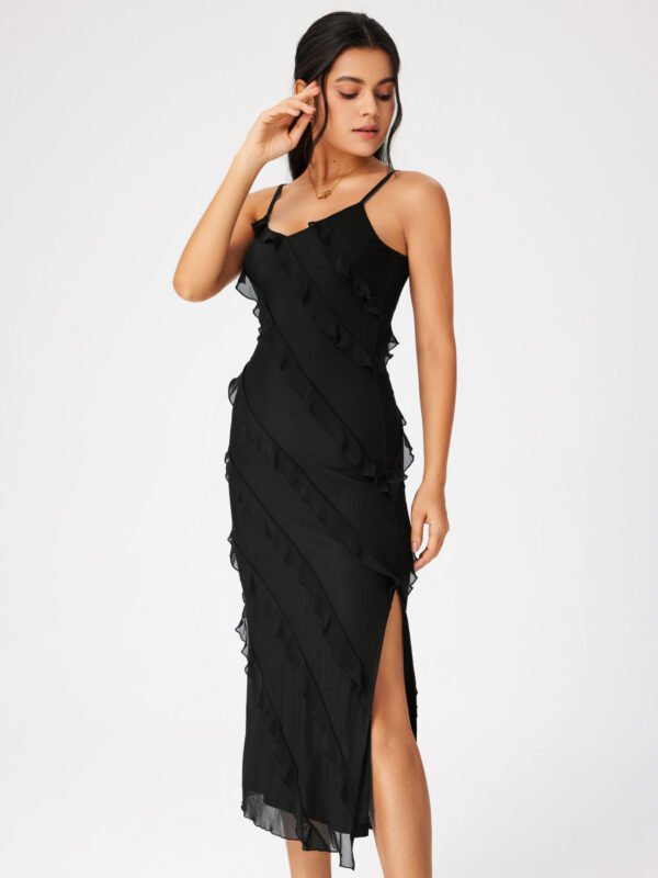Diablo -lorion Edge Sexy Split Camisole Dress Female 2023 Summer European And American Vacation Style Fashion Small Black Skirt - Image 7
