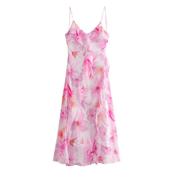 Summer Women's French Sweet Ruffled Flower Print Dress - Image 6