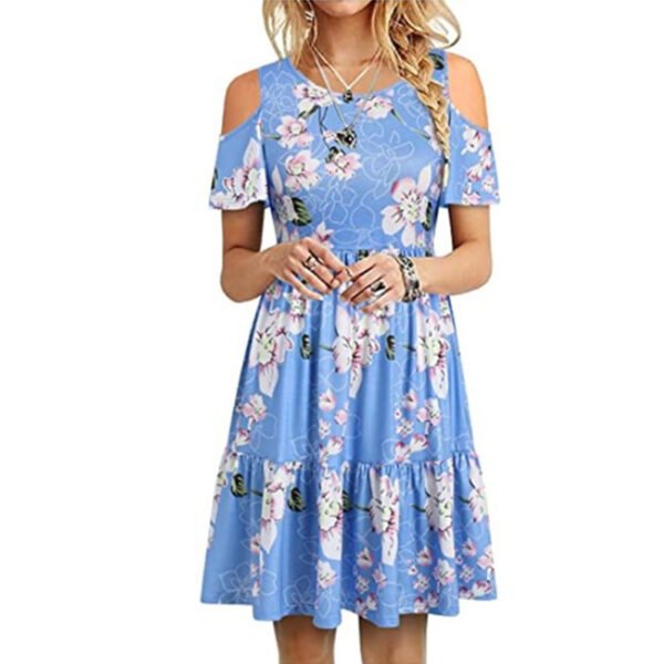 Women's Fashion Short Sleeve Off-shoulder Dress - Image 3