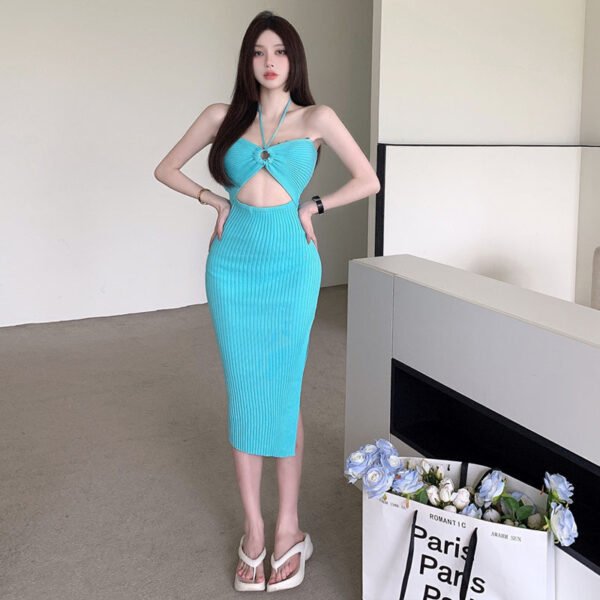 Women's Fashion Girl Halter Cut-out Knitted Dress - Image 10