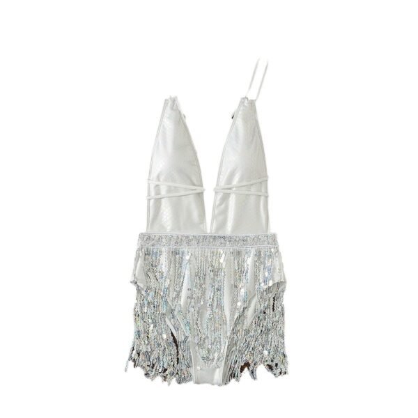 Sexy Deep V Tassel Dress One-piece Swimsuit - Image 7