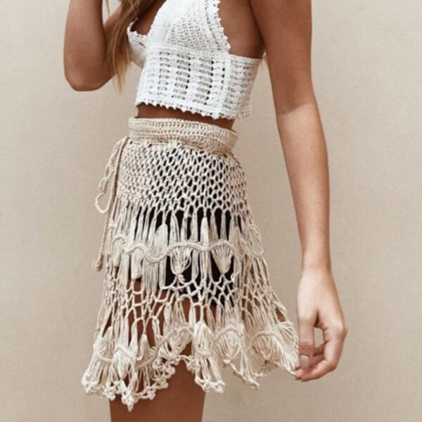 European And American Holiday Waist Belt Adjustable Sexy Cutout A- Line Skirt - Image 10
