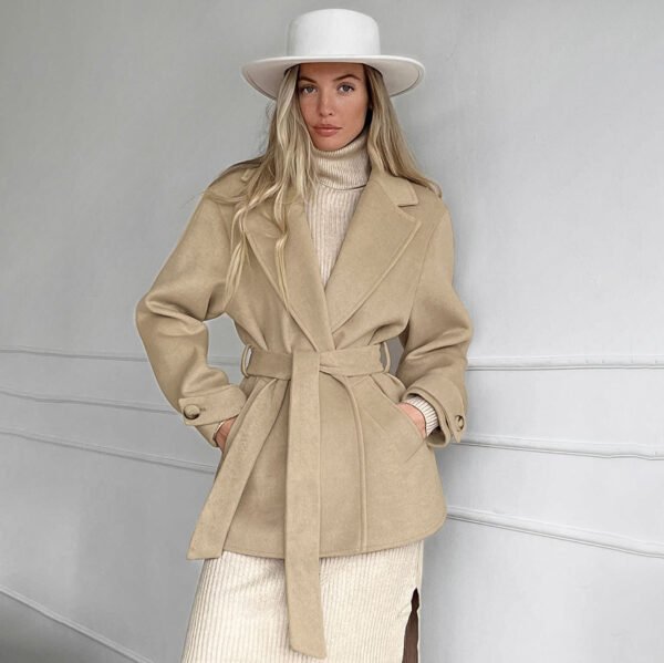 Retro Khaki Suit Collar Trench Coat Coat - Image 4