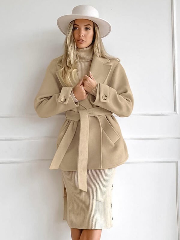 Retro Khaki Suit Collar Trench Coat Coat - Image 10