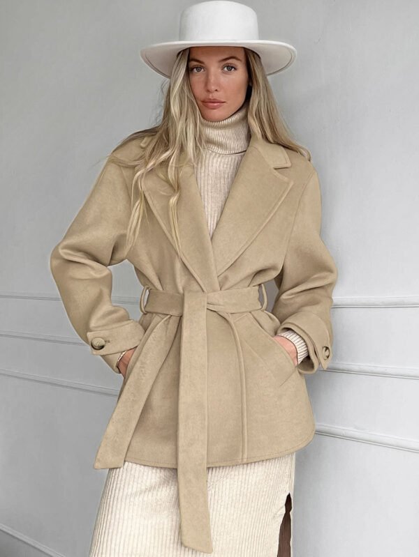 Retro Khaki Suit Collar Trench Coat Coat - Image 6