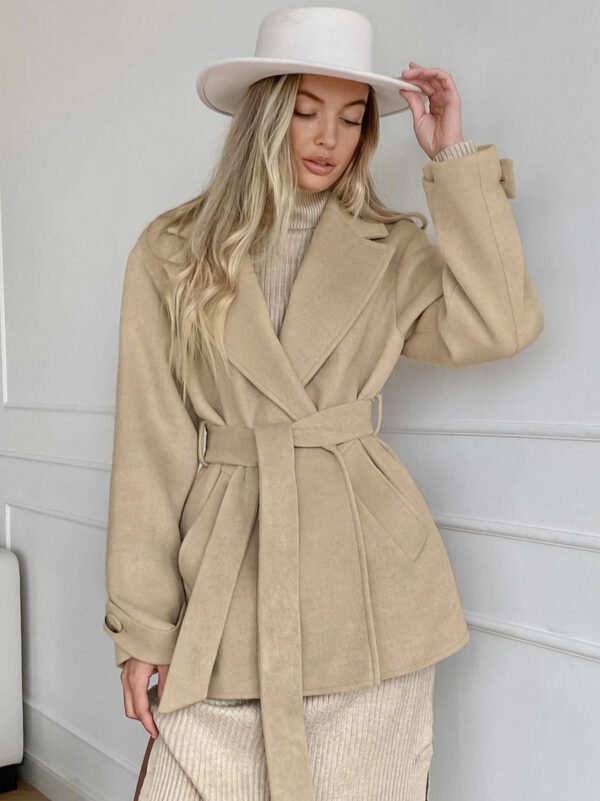 Retro Khaki Suit Collar Trench Coat Coat - Image 5