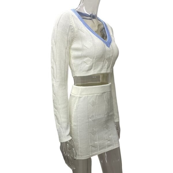 Fashionable Knitted Midriff-baring Sweater Women's High Waist Suit - Image 6