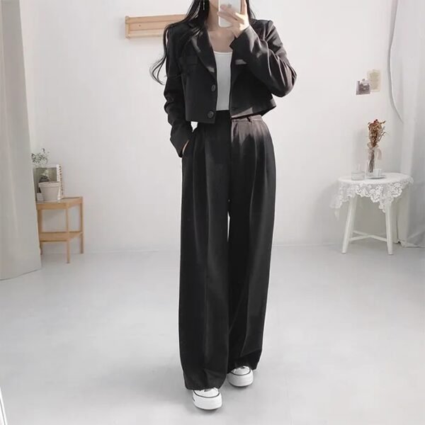 Women's Minimalist French Collar Jacket And Pants - Image 6