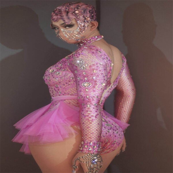 Dance Sexy Shiny Rhinestone Mesh Jumpsuit Stage Performance Costume Women - Image 7