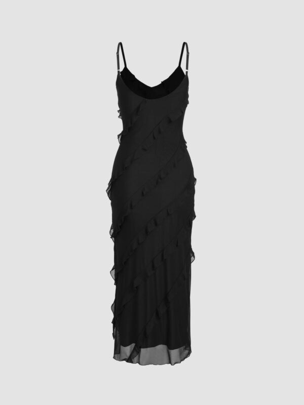 Diablo -lorion Edge Sexy Split Camisole Dress Female 2023 Summer European And American Vacation Style Fashion Small Black Skirt - Image 4
