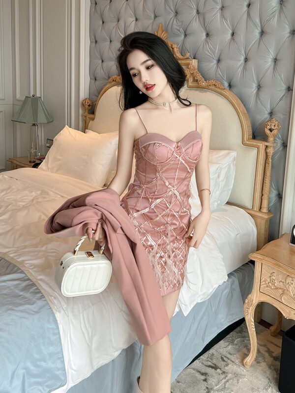 Women's Clothing Classic Style Bandeau Tassels Slim-fit Sling Dress Inner Wear - Image 8