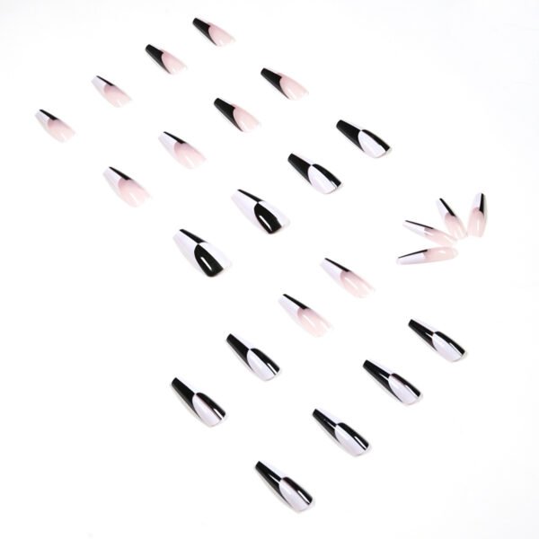 Simple Black And White Color Matching Long Nails Removable Nail Tip - Image 3