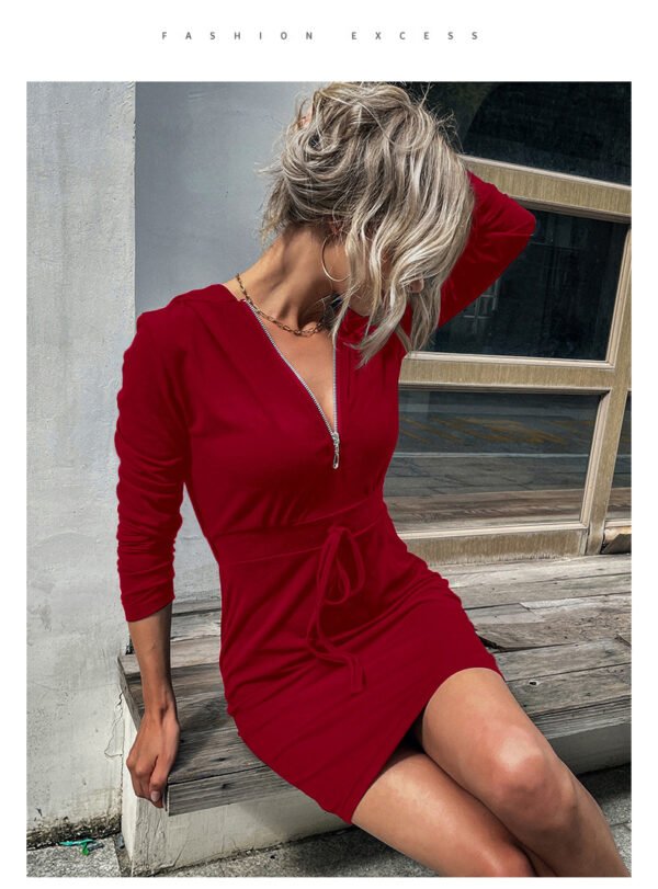 European And American Hooded Sweater Dress Slim-fit Sheath - Image 10