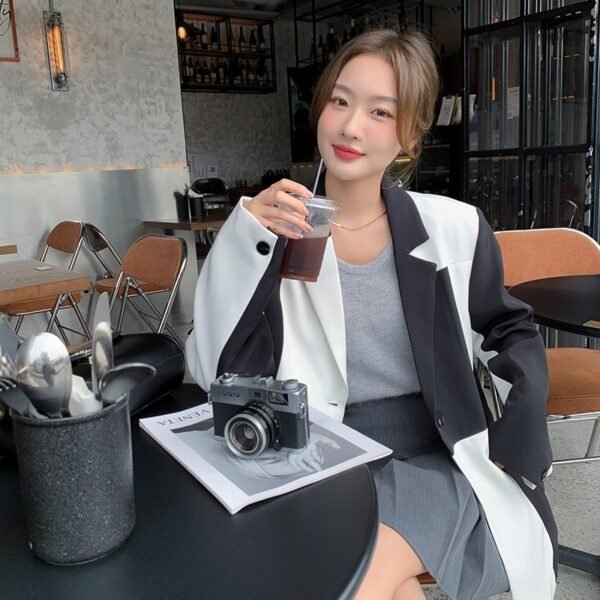 Color Matching Suit Jacket Female Loose Design Niche Small-sized - Image 5