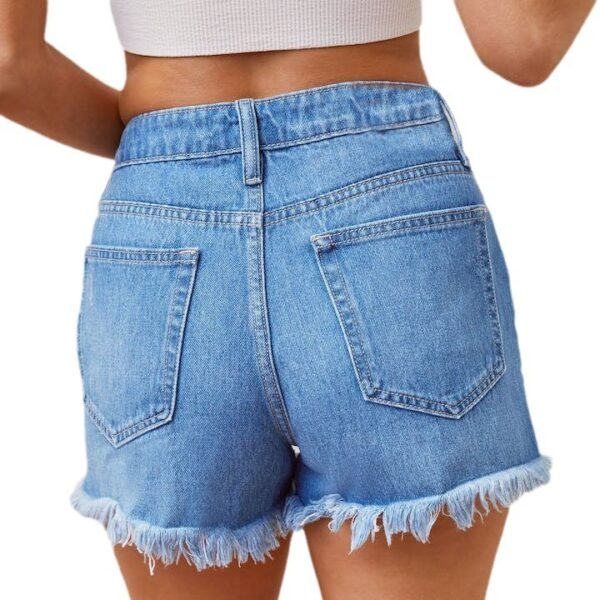 Tassel High Waist Ripped Denim Shorts - Image 6
