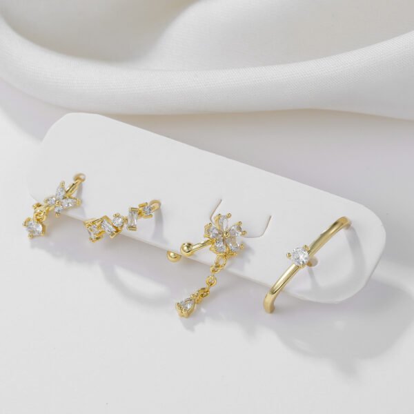 Flower Zircon Earrings Copper Plating Female Fashion - Image 5