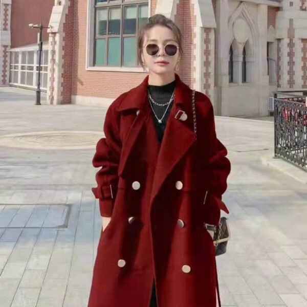 Black Woolen Coat Women's Mid-length - Image 2
