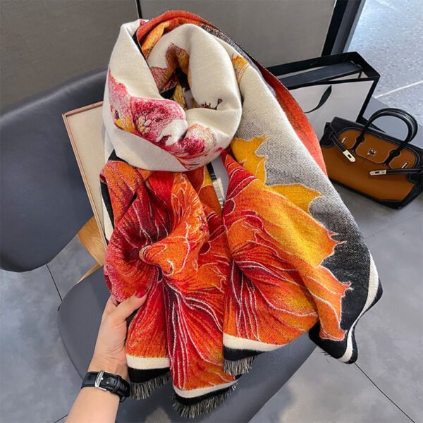 Autumn And Winter Duplex Printing Thickened Artificial Cashmere Scarf - Image 2