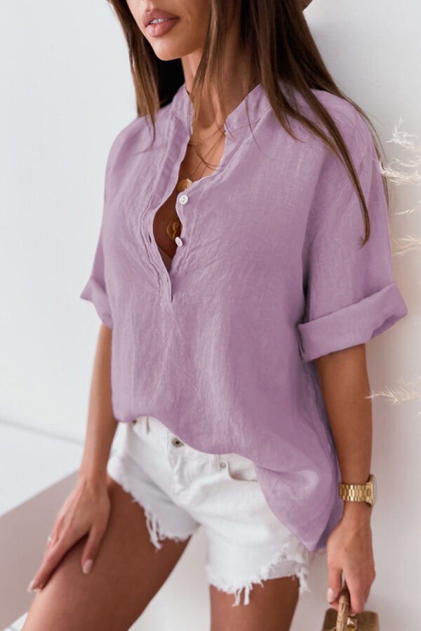 Solid Color Leisure Pullover Half-sleeve Shirt - Image 5