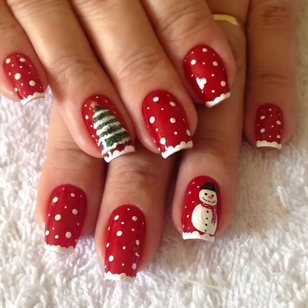 24pcs Christmas False Nails Hat Striped Snowflake Nail Art Stickers For Parties Dances Or Holiday Wear - Image 5