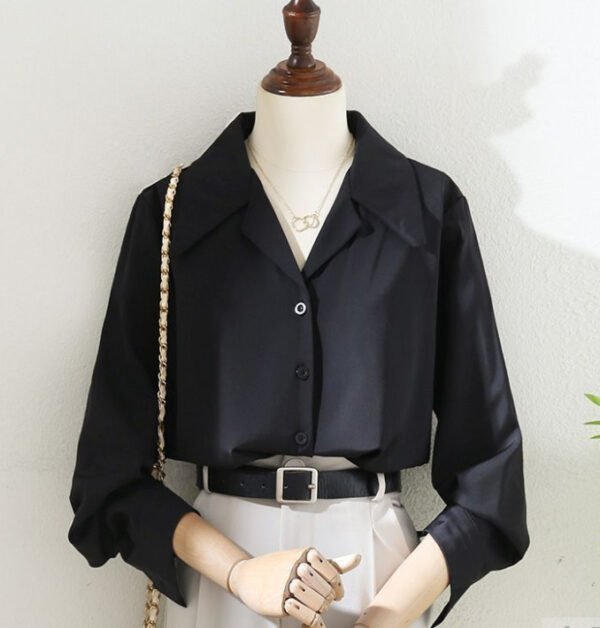 Vintage Hong Kong Dark Khaki Suit Collar Shirt - Image 2