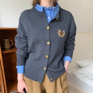 Knitted Round Neck Long Sleeve Coat For Women