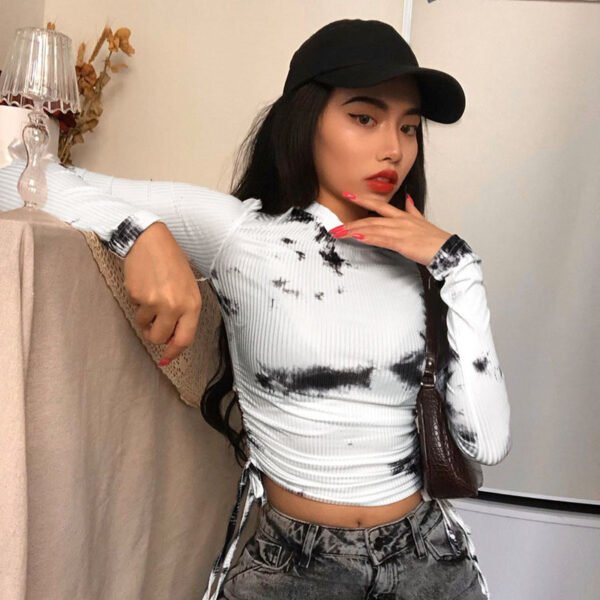 Fashion Short Drawstring Tie Crop Top Women - Image 5