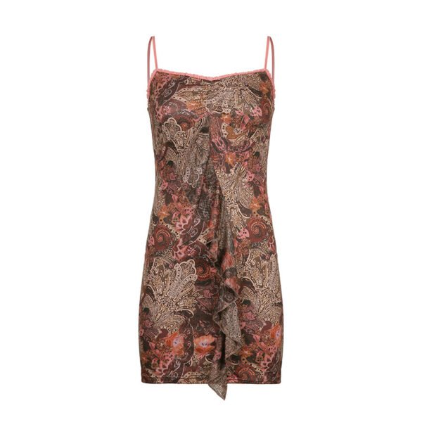 Women's Retro Smocked Lace Suspenders Slim Dress - Image 8