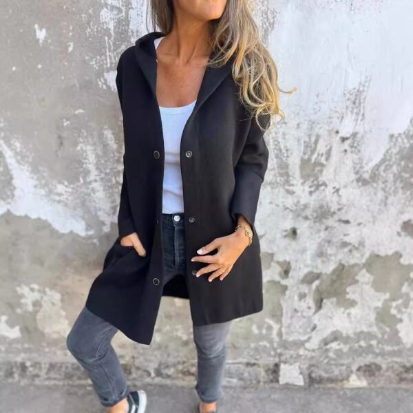 Casual Hooded Single-Breasted Cardigan Fashion Loose Solid Color Jacket Spring And Autumn Women's Clothing - Image 6